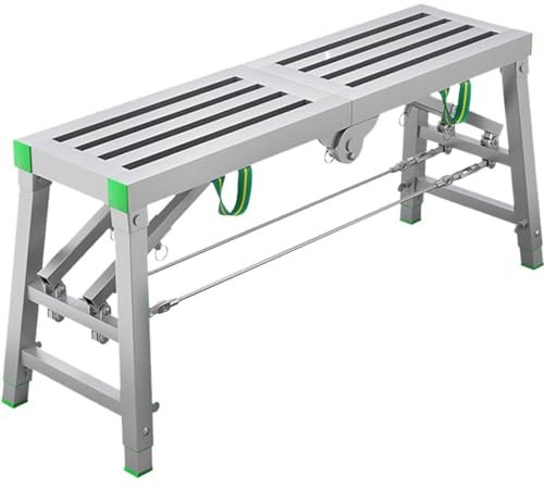Aluminium-Arbeitsplattform, großer Tritthocker, zusammenklappbare tragbare Werkbank mit rutschfester Matte, Tragkraft 880 lbs, robuste, höhenverstellbare tragbare zusammenklappbare Polatform, 30 cm