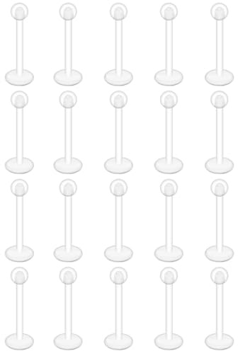 TPZORJX piercing tragus,20 pcs Anillo de labio de acrílico transparente UV flexible de 16 g, retenedor de tragus, cartílago de hélice transparente, retenedor de joyería,1.2 * 8 * 3mm