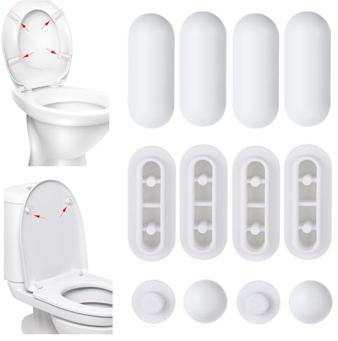 DOPENSPI Lot de 12 tampons pour siège de WC, 8 anneaux et 4 pour abattant WC, pour la maison, le bureau, l'hôtel