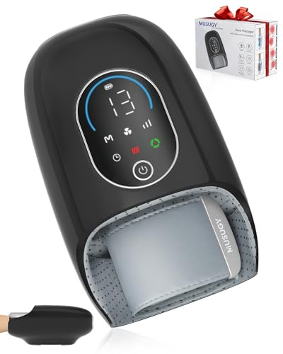 Musugy Hand Massager with Heat and Compression – Full-Hand & Wrist Air Massage with Palm Roller – 6 Modes & Intensities – Soothing Comfort for Daily Use