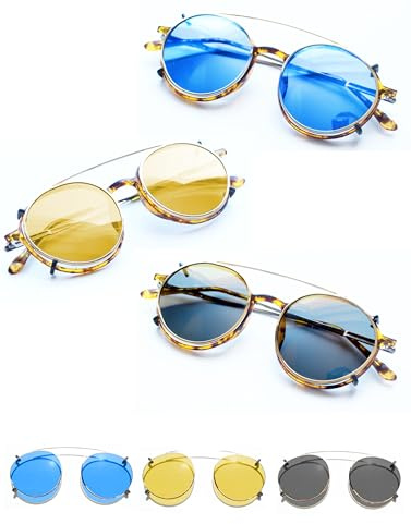 Clippies Coloured Clipon sunglasses for prescription glasses. Clip On Sunglasses Over Prescription Glasses. Non Flip Polarized Clip-on Sunglasses - Blue, Gold, Dark (Polarized Lens Clip-on Gold Frame)