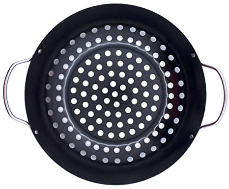 Hemobllo Plaque De Cuisson pour Barbecue Poêle à Griller Plat Rond Rôtissoire Antiadhésive pour Légumes Poissons Crevettes