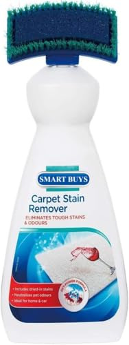 SavvyFinds Carpet Stain Remover 650ml with Oxy-Power Formula & 2-in-1 Brush - Fast-Acting on Red Wine, Coffee, Pet Stains, Grease, Wool-Safe, Fresh Scent (1)