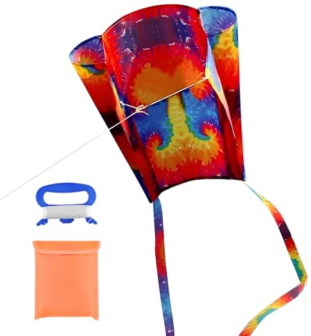 ktxaby Tragbarer Taschendrachen mit Langem Schwanz, Leichter Pocket Kite Kinder und Erwachsene, Bunter Wasserfarben-Stil Flugdrachen für Strand Park Garten Outdoor Spiel