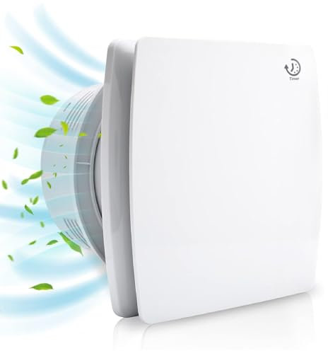 Bathroom Extractor Fan, 4/100mm High Airflow Silent Bathroom Fan with Timer Overrun Delay Function for Bathroom Toilet Shower Wall Ceiling Mount