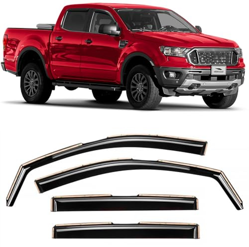 Voron Glass Windabweiser kompatibel mit Ford Ranger 11-22 - In-Kanal 4 St. | Regenabweiser Autofenster Regenschutz Ford Ranger III T6 – bruchsicher Polycarbonat, kratzt nicht, wetterfest, frischluft