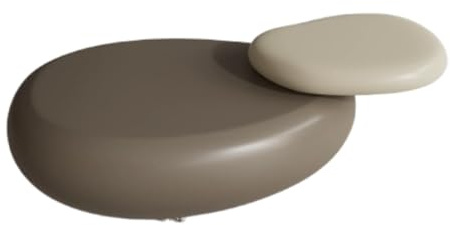 Table basse pivotante avec roulettes, design moderne en forme de galet pour petit salon mobilité