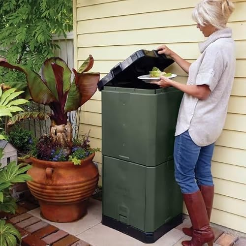 200L Aerobin Contenitore per compost – compostaggio rapido di 3 mesi – compostiera casalinga inodore per rifiuti di cucina, rifiuti da giardino e residui di cibo (verde oliva)