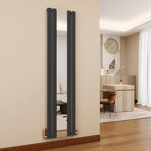 SKY BATHROOM 1800x407mm Modern Vertical Mirror Radiator Anthracite Single Panel Central Heating Radiator