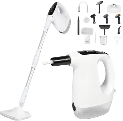 Limpiador a vapor multifuncional de 1200 W, limpiador a vapor 2 en 1 15S, calentamiento rápido, mopa a vapor con depósito de agua de 500 ml, limpiador a vapor portátil de alta presión
