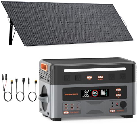 IEE 3200W Solargenerator P3200 mit 500W Solarpanel, 2048Wh Tragbare Powerstation, LiFePO4 Akku, 0–80% in 45 Min.Laden, APP, 16 Anschlüsse, Portable Power Station für Camping/Wohnmobile/Notstrom