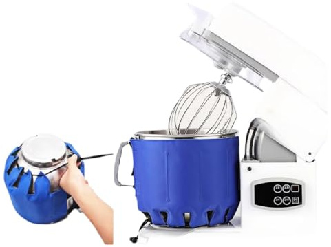 Reusable Stand Mixer Bowl Cooling Jacket, Insulated Bowl Sleeve with Gel Ice Pack for 4.5-7 Quart Mixing Bowls, Adjustable PVC Waterproof Cooling Wrap to Keep Dough & Buttercream Cool for Baking