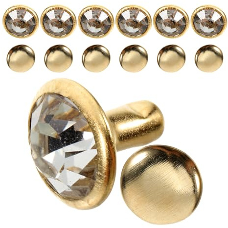 GLSTOY Remaches de Cristal Dorado para Manualidades Diseño Único, Fáciles de Usar, 100 Piezas de Tachuelas Dobles para Bricolaje en Cuero y Artesanía