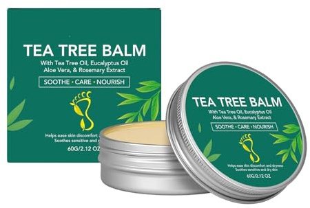 Tea Tree Oil - Crema para pies con aceite de árbol de té, 60 g, crema hidratante para pies, bálsamo nutritivo para pieles secas como manos, pies, codos y rodillas