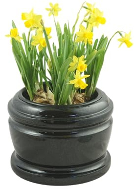 designgrab Pot funéraire exclusif de 25 cm de diamètre en granit noir suédois