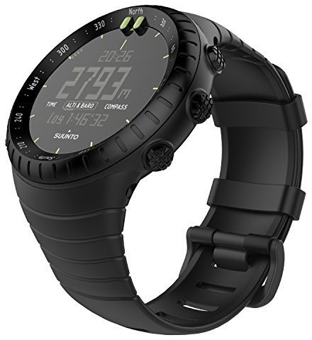 MoKo Watch Strap Compatible with Suunto Core Smart Watch, Classic Replacement Soft TPU Wristband with Metal Clasp and Black Buckle, Fits 5.51-9.06 (140mm-230mm) Wrist, Black