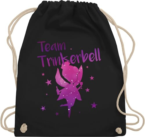 Turnbeutel Rucksack - JGA Junggesellenabschied Frauen - Team - Trinkerbell - Unisize - Schwarz - malle accessories brauttaschen bachelorette party trink beutel karneval tasche
