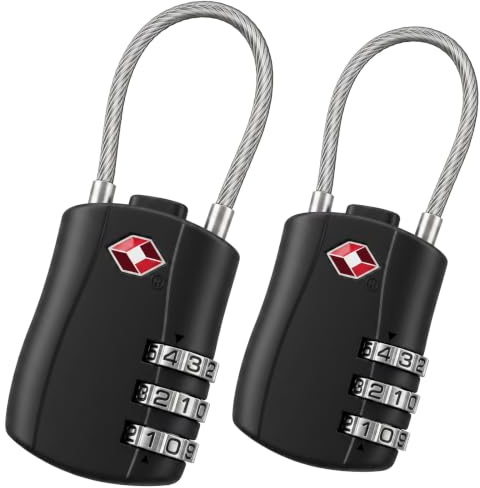 Suitcase Locks BeskooHome Luggage Locks - TSA Approved Luggage Locks, Zinc Alloy Security Padlock, 3-Dial Combination Travel Padlock for Luggage, Suitcases, Backpacks, Laptop Bag, etc.- 2 Pack
