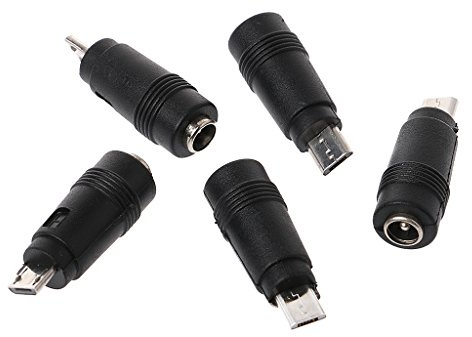 JENOR 5 Pcs 5.5x2.1mm Female Jack to Micro USB Male Plug DC Power Connector Adapter
