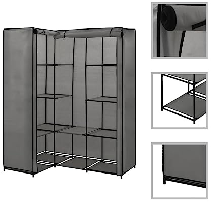 vidaXL Eckgarderobe, 130 x 87 x 169 cm, Grau