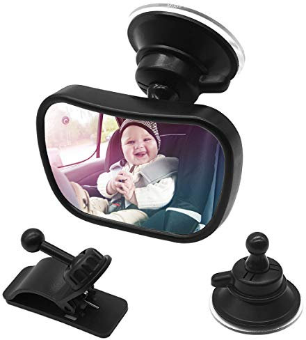 Netspower Rücksitzspiegel für Babys im Auto, Bruchsicherer Autositz Rückspiegel 360° Einstellbar, Sicher Babyspiegel mit Saugnapf und Rahmenclip Baby Auto Spiegel für Kinder Babysitz Babyschalen