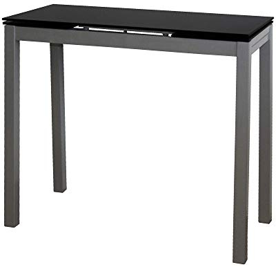 MOMMA HOME Mesa Cocina Cristal Extensible - Mesa Comedor Cristal Extensible, Mesa Plegable, Color Negro/Plata, Novi, Cristal Templado/Metal, Medidas 85/130x40x76 cm