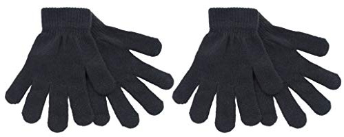Thingimijigs 2 Pairs Ladies Stretch Knitted Gloves - Black
