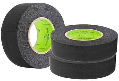Renfrew pro Hockey Tape, Black, Pro-Blade Cloth Tape, Stick Knob & Blade, Easy Tear, 3 Rolls