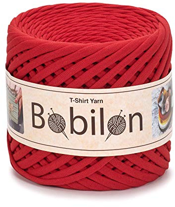 T-Shirt-Garn, Fettuccini, Zpagetti-Stil, Baumwolle, starkes Tuch, T-Shirt, Trapillo-Garn, Knäuel zum Stricken, Häkeln, Makramee, DIY, Handwerk und Heimdekoration, 5-7 mm, Dame in Rot | Feines Bändchengarn für präzise Makramee- & Häkelarbeiten – Lady in Red, ideal für filigrane Projekte