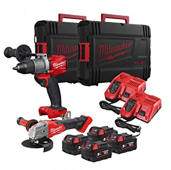 MILWAUKEE M18 FPP2FF-504X FUEL kit 18V trapano a percussione M18 FPD2 e smerigliatrice 125 mm M18 FSAG125XB