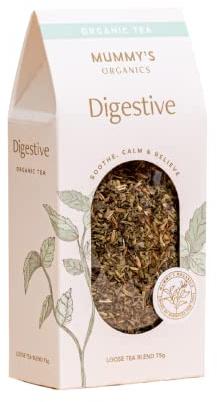 Digestive Tea - Organic |Relieves Early Pregnancy Nausea, Indigestion & Heartburn | 75g Loose Leaf Tea | Peppermint, Caraway, Fennel, Aniseed | Mummy's Organics