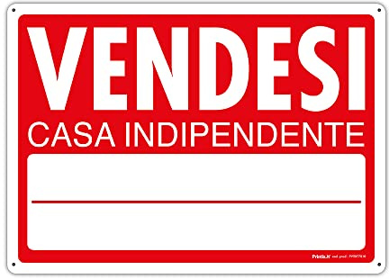 PRINTIX Cartello Vendesi In Polipropilene (PP) Di Spessore 1mm Stampato Con Tecnologia UV Resistente Alle Intemperie Visibilità A Distanza ‎35cm X 50cm (Vendesi Casa indipendente)