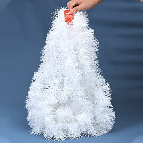 Lametta Girlande Weihnachtsgirlande, 10m Glänzende Weihnachtsbaum Girlande Flauschigen Weihnachtsdeko, Treppengirlande Weihnachten für Weihnachten Party Indoor und Outdoor Dekoration (Weiß)