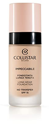 Collistar Impeccabile Fondotinta Lunga Tenuta, No transfer, SPF 15, Idratazione Immediata e Fino a 120h, Finish Matte Naturale, Effetto Seconda Pelle, Coprenza Modulabile, 30ml