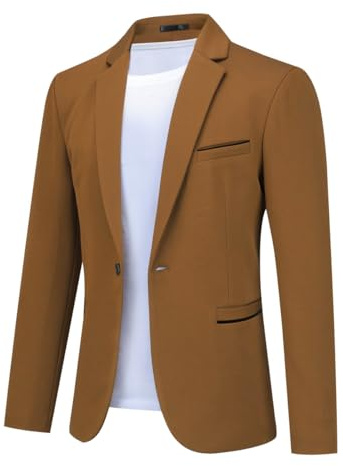 Allthemen Blazer da Uomo Slim Fit con Un Bottone Suit Jacket Giacca Elegante Formale for Wedding Business Evening da Lavoro caffè L
