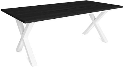 Skraut Home - Mesa de Comedor | 10 Comensales | 200 | Robusta y Estable Gracias a su Estructura y Patas macizas | Ideal para reuniones Familiares | Negro | Estilo Industrial