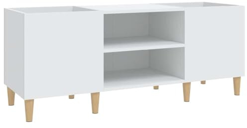 vidaXL Plattenschrank, Schallplattenschrank mit viel Stauraum, Plattenspieler Schrank für Wohnzimmer, LP Schrank Schallplattenständer, Weiß Holzwerkstoff