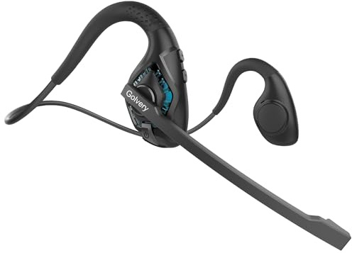 Golvery Open Ear Headphones with Mic, Bluetooth V5.3 Headset w/Microphone | Wireless Headset w/ DSP Noise Cancelling Boom Microphone & Mute for Home Work Meeting Driving, Multipoint, Lightweight, 10H