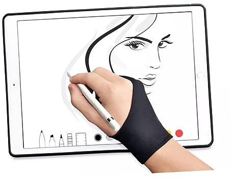 Hemobllo Zeichenhandschuh Zwei Finger Künstlerhandschuh für Zeichentablett 2 Stück Atmungsaktives Nylon Größe S Zeichenhandschuh für Geeignet für Skizzieren Malen Grafiktablett Unisex