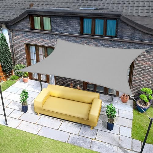 Sunnylaxx 4x4m Sonnensegel Quadrat, Wasserdicht Sonnenschutz Sunsegel Color Grau, 95% UV-Schutz,für Außenbereich,Garten