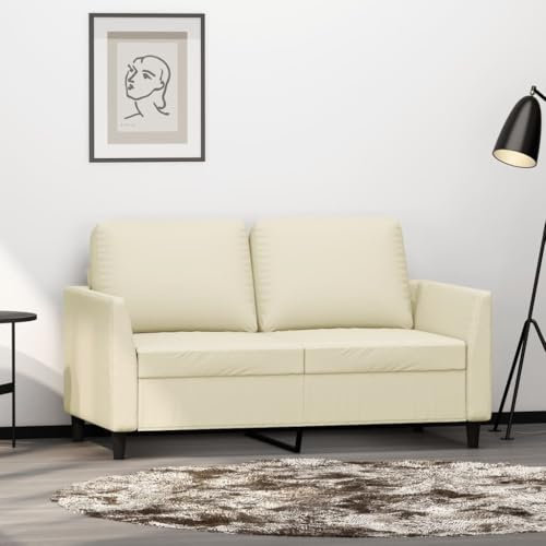 ShGaxin 2-Sitzer-Sofa Creme 120 cm Kunstleder, Loungesofa, Sofas & Couches, Relaxsofa, Couch für Wohnzimmer, 359329