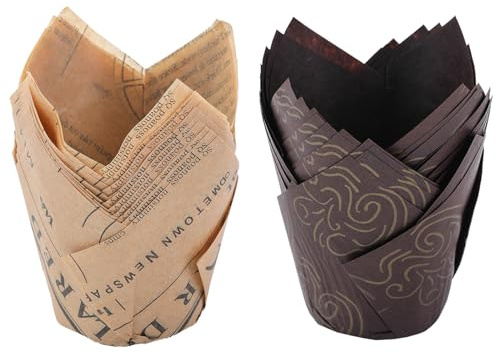 Muffin Cases for Baking,Muffin Cups Cupsfor Baking Cakes,Tulip Cupcake Cases Greaseproof Baking Cups,Tulip Muffin Cases,Tulip Greaseproof Paper Muffin Wraps,Muffin Liners 100PC