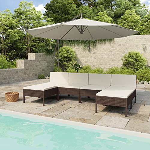 Iiaky 6-TLG. Garten-Lounge-Set mit Auflagen Garten MöBel FüR Balkon Lounge MöBel Outdoor Balkon Sofa Tectake GartenmöBel Set Poly Rattan Braun