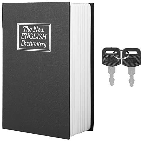Buch-Safe mit Zahlenschloss, tragbarer Metall-Safe, geheimer Buch-Tresor, schwarzer englischer Wörterbuch-Safe, Geld-Schmuck-Sammlungs-Aufbewahrungskoffer mit 2 Schlüsseln
