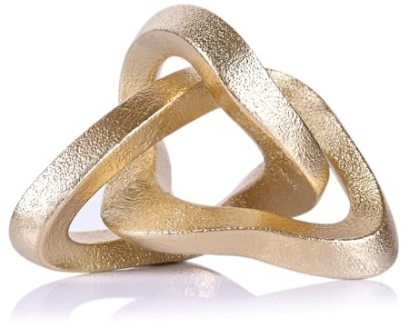 LCCCK Infinity Knot Sculpture Gold Knot Decor Object, Abstract Knick Knacks Coffee Table Modern Statue, Gold Sculpture for Home Living Room Table Ornaments and TV Stand Bookshelf Decorative