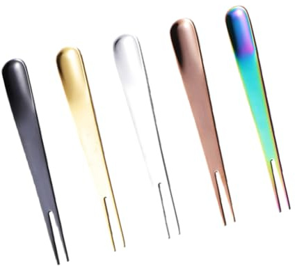 COLLBATH Lot De 5 Mini Fourchettes À Cocktail À 2 Dents En Acier Inoxydable Pour Apéritifs Fêtes