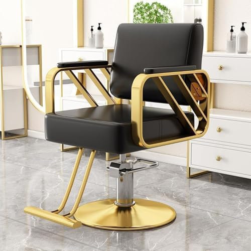 Professioneller Friseurstuhl, hydraulischer Drehstuhl für Friseursalon, Schwarz/Gold