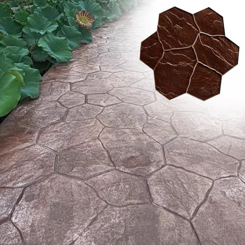 Moldes Hormigon Impreso Estera de Estampado de Hormigón para Caminos de Jardín, Moldes de Estampado de Hormigón Flexibles con Textura de Piedra, Sellos de Cemento Sin Juntas para Suelos