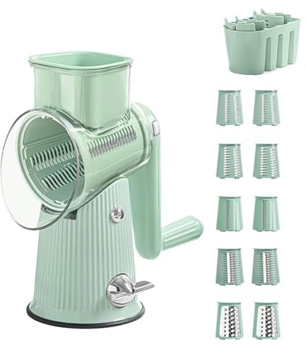 Manivela para rallador de queso, rallador giratorio 5 en 1 - Cortadora Rotativa 5 en 1 Cortadora de Verduras Trituradora de Queso,Trituradora de queso, rebanadora manual de alimentos segura y eficient