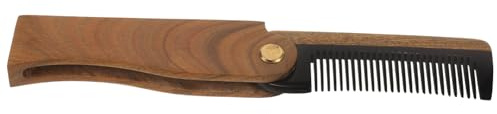 ELAYARD Holzbartkamm Klappbar Aus Ochsenhorn Und Grünem Sandelholz Kleiner Tragbarer Bart Und Schnurrbartkamm Für Männer Kompakt Für Reisen Sanft Zum Haar Und Bart